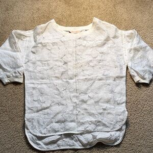 White Mesh Floral Top